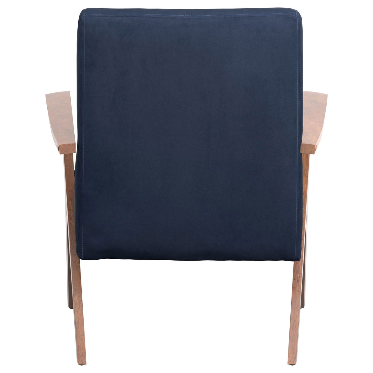 Accent Chair - Cheryl Wooden Arms Accent Chair Dark Blue and Walnut - Accent Chairs - 905415 - image - 7