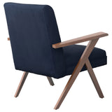 Cheryl Wooden Arms Accent Chair Dark Blue and Walnut | Coaster | Home Elegance USA