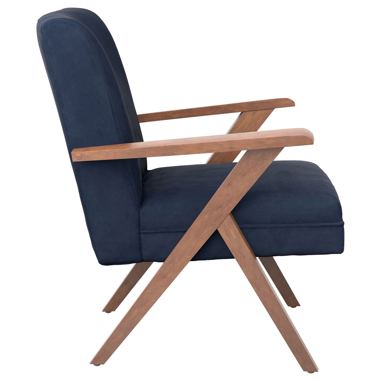 Cheryl Wooden Arms Accent Chair Dark Blue and Walnut | Coaster | Home Elegance USA