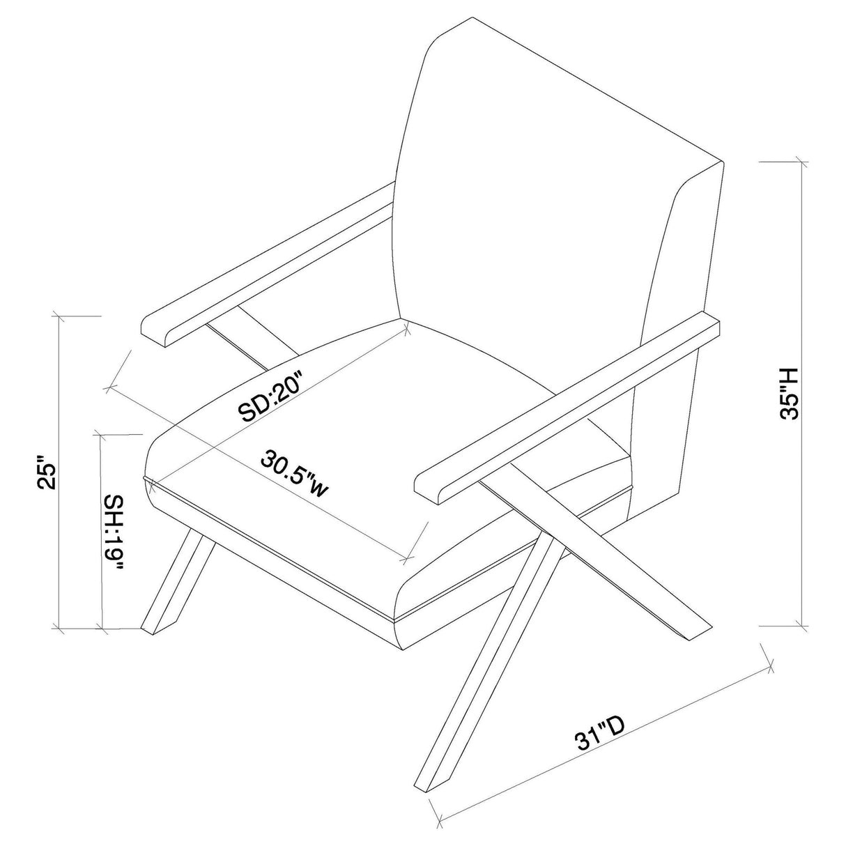 Accent Chair - Cheryl Wooden Arms Accent Chair Dark Blue and Walnut - Accent Chairs - 905415 - image - 14