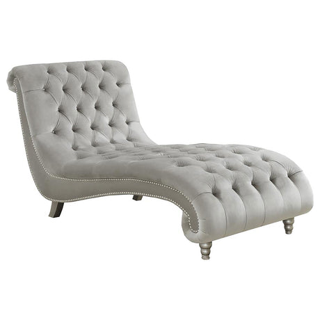 Chaise - Lydia Tufted Cushion Chaise with Nailhead Trim Grey