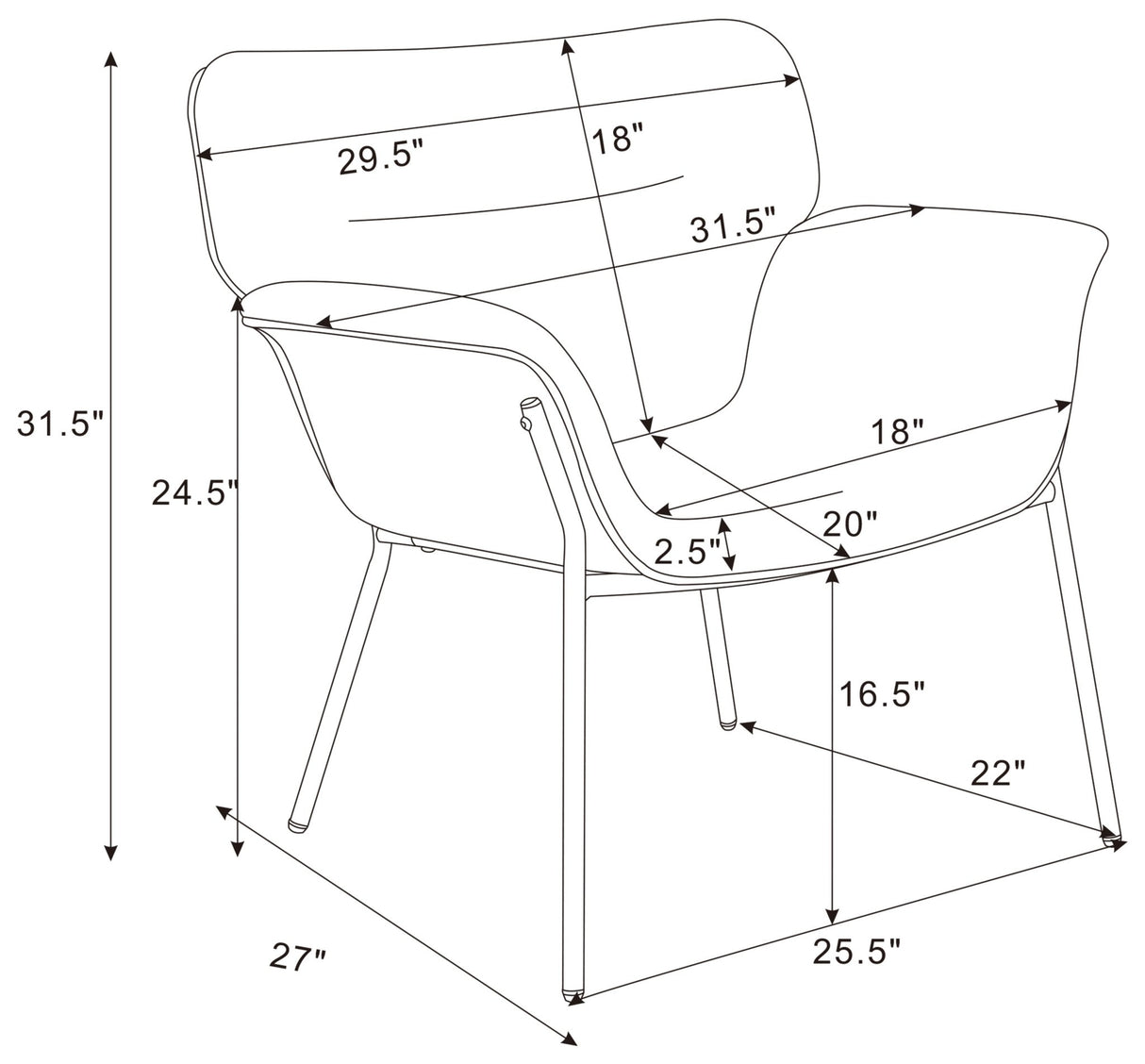 Accent Chair - Davina Upholstered Flared Arms Accent Chair Ash Grey