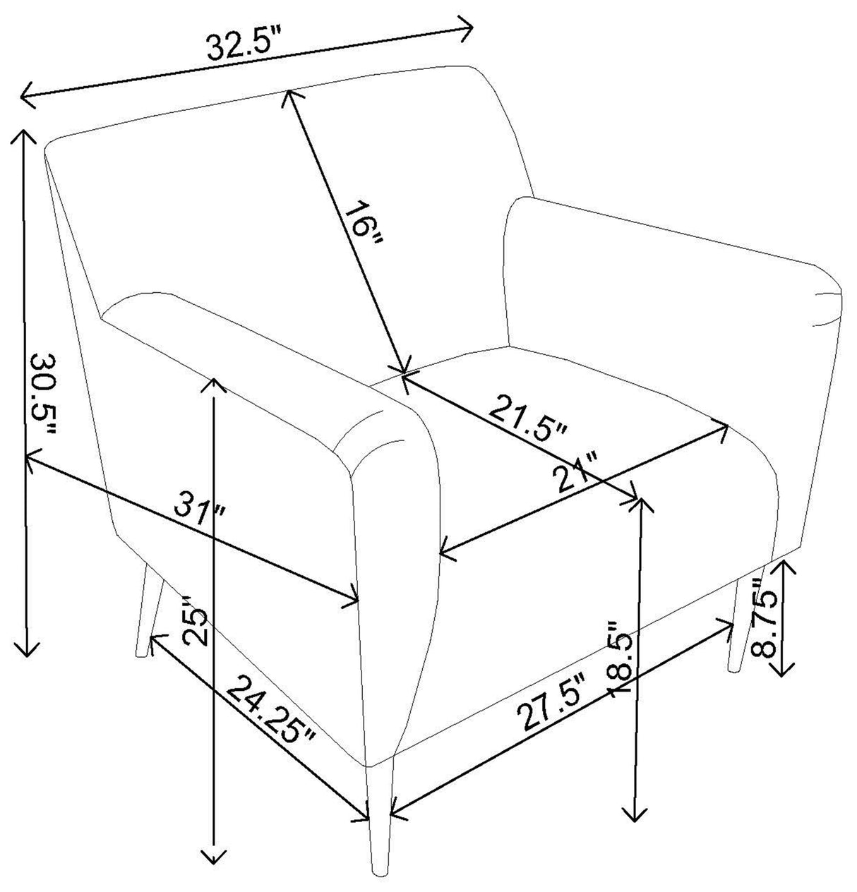 Accent Chair - Darlene Upholstered Track Arms Accent Chair Lemon