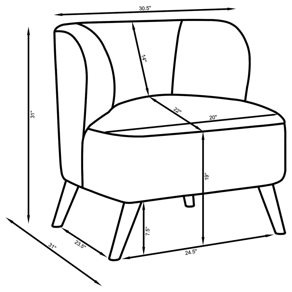 Accent Chair - Alonzo Upholstered Track Arms Accent Chair Natural