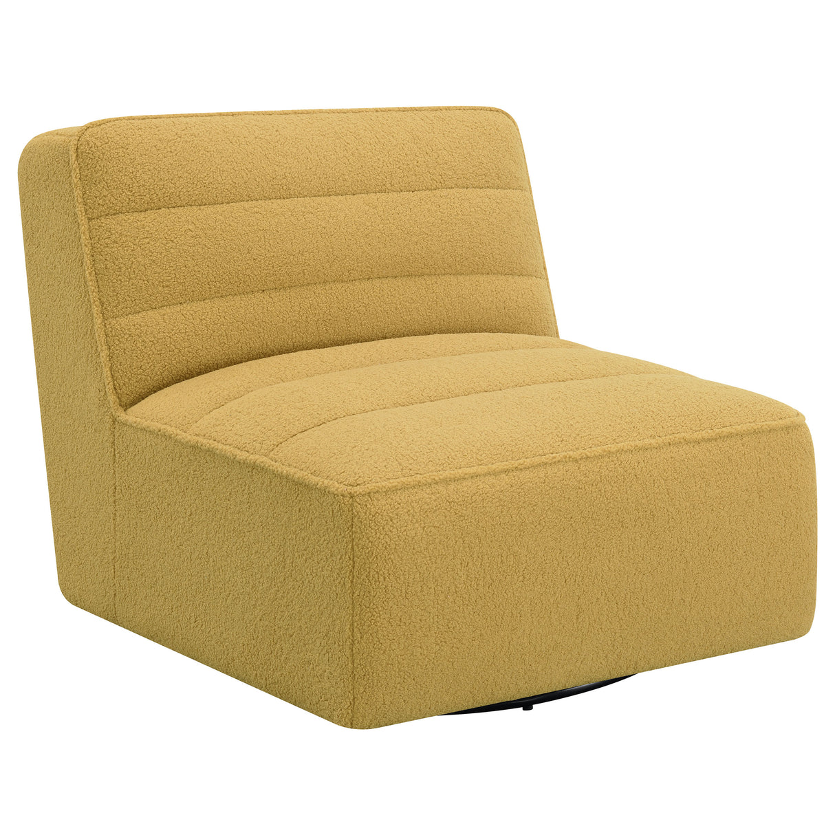 Swivel Chair - Cobie Upholstered Swivel Armless Chair Mustard