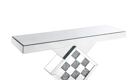 Acme - Noralie Console Table 90622 Mirrored & Faux Diamonds