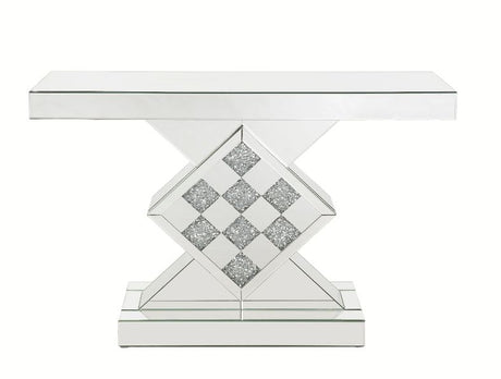 Acme - Noralie Console Table 90622 Mirrored & Faux Diamonds