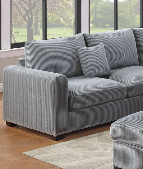 L-Sectional Sofa Corduroy Fog Color LAF And RAF Loveseats Corner Wedge Ottoman 4pcs Sectional Set Couch Living Room Furniture - sold by Home Elegance USA