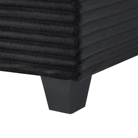 Upholstered U-shaped Sectional Sofa with Movable Ottoman and Side Storage Pockets in Black Corduroy, 125.2 inches - sold by Home Elegance USA