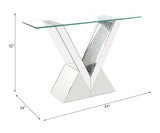 Acme - Noralie Console Table 90670 Clear Glass, Mirrored & Faux Diamonds