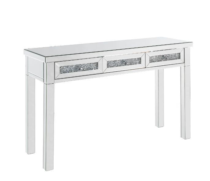 Acme - Noralie Writing Desk 90672 Mirrored & Faux Diamonds