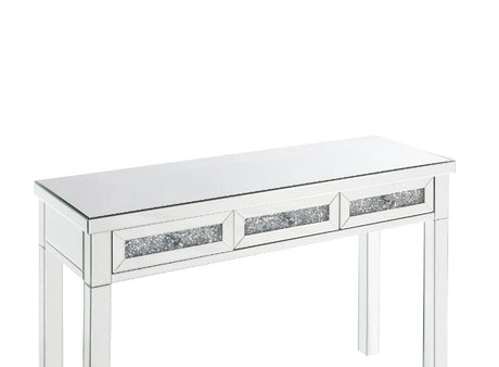 Acme - Noralie Writing Desk 90672 Mirrored & Faux Diamonds