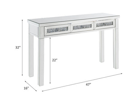 Acme - Noralie Writing Desk 90672 Mirrored & Faux Diamonds