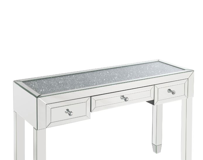 Acme - Noralie Writing Desk 90673 Mirrored & Faux Diamonds