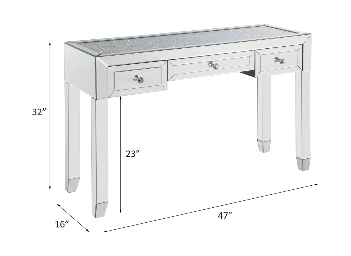 Acme - Noralie Writing Desk 90673 Mirrored & Faux Diamonds