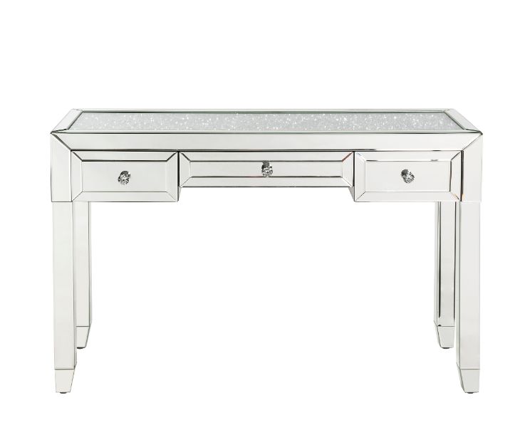 Acme - Noralie Writing Desk 90673 Mirrored & Faux Diamonds