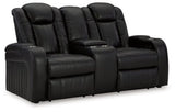 Ashley Midnight Caveman Den PWR REC Loveseat/CON/ADJ HDRST - Faux Leather | Home Elegance USA