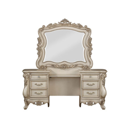 Acme - Gorsedd Vanity Desk 90740 Golden Ivory Finish