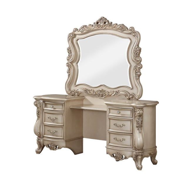 Acme - Gorsedd Vanity Desk 90740 Golden Ivory Finish