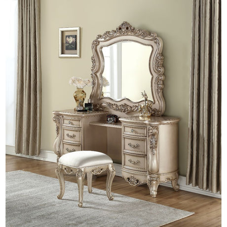 Acme - Gorsedd Vanity Desk 90740 Golden Ivory Finish