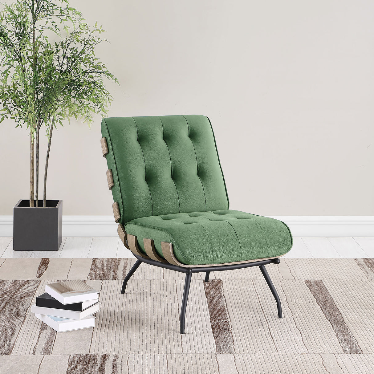 Accent Chair - Aloma Armless Tufted Accent Chair Green