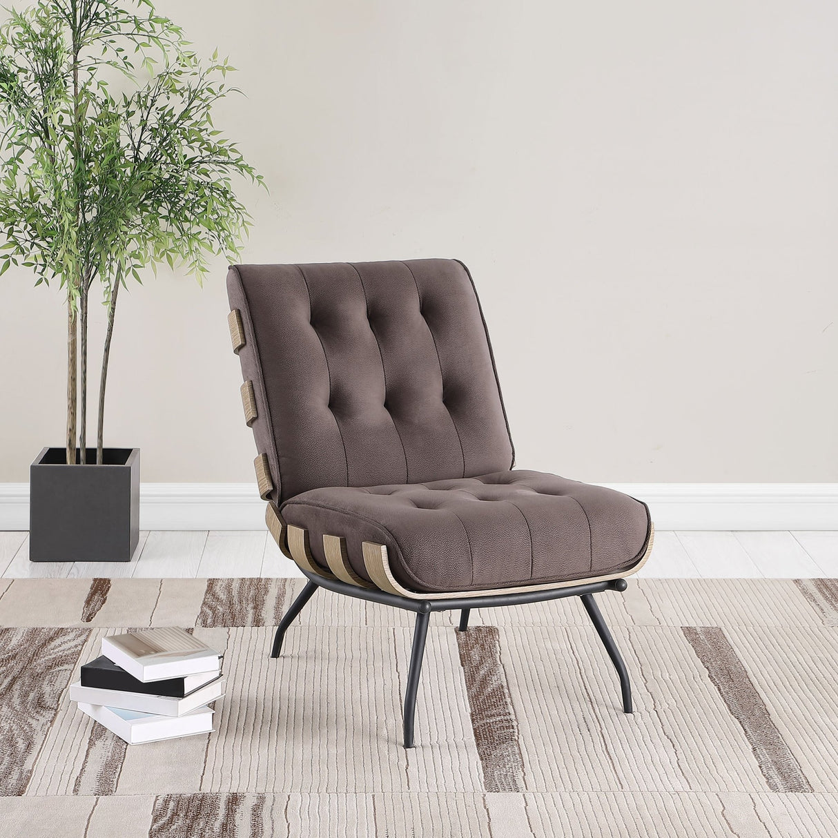 Accent Chair - Aloma Armless Tufted Accent Chair Dark Brown
