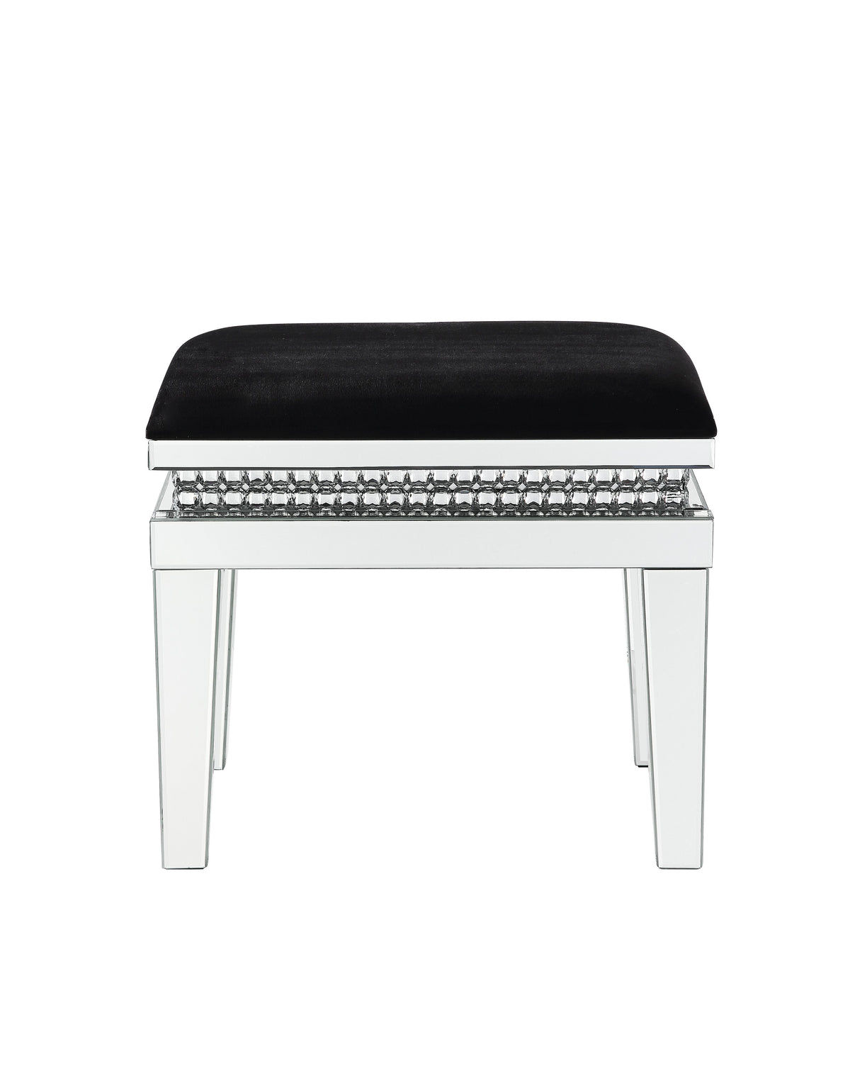 Acme - Lotus Vanity Stool 90808 Mirrored, Faux Ice Cube Crystals