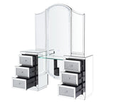 Acme - Noralie Vanity Desk 90815 LED, Mirrored & Faux Diamonds