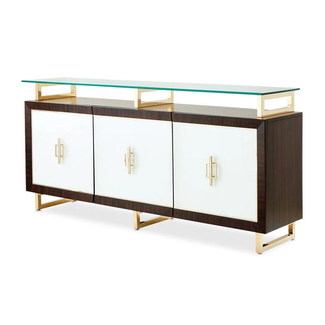 Belmont Place Sideboard in Espresso with Glass Top – AICO Furniture - sold by Home Elegance USA