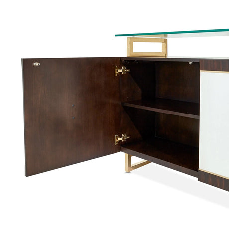 Belmont Place Sideboard in Espresso with Glass Top – AICO Furniture - sold by Home Elegance USA