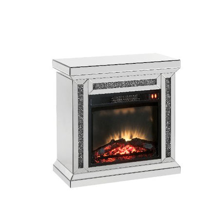 Acme - Noralie Fireplace 90862 Mirrored & Faux Diamonds