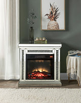 Acme - Noralie Fireplace 90862 Mirrored & Faux Diamonds