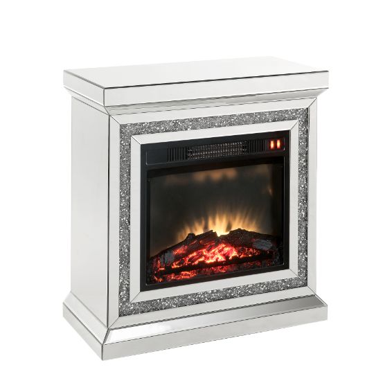 Acme - Noralie Fireplace 90868 Mirrored & Faux Diamonds