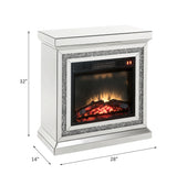 Acme - Noralie Fireplace 90868 Mirrored & Faux Diamonds