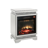 Acme - Lotus Fireplace 90870 Mirrored & Faux Ice Cube Crystals