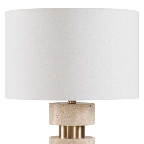 Makani Travertine Table Lamp Brass / Gold / White - Gold / Beige by Uttermost - View 5