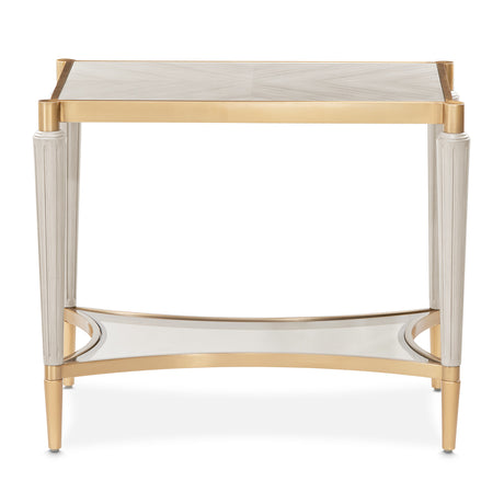 Michael Amini St. Charles Dove Gray End Table Solid and Manufactured Wood Poplar Solids Construction | Dove Gray Finish - sold by Home Elegance USA