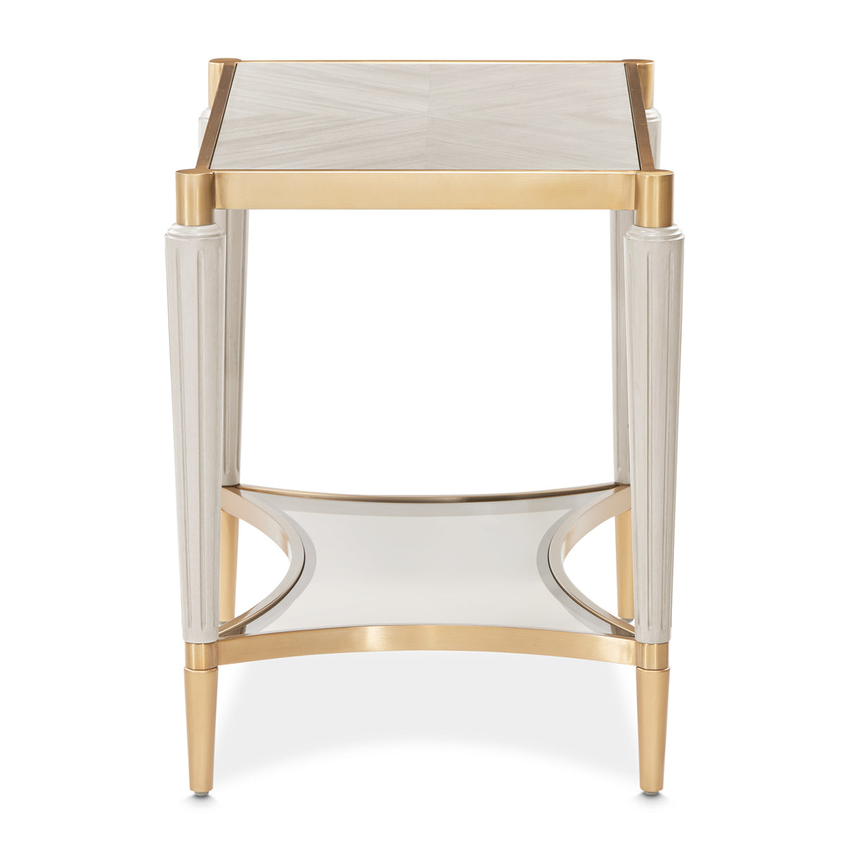 Michael Amini St. Charles Dove Gray End Table Solid and Manufactured Wood Poplar Solids Construction | Dove Gray Finish - sold by Home Elegance USA