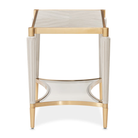 Michael Amini St. Charles Dove Gray End Table Solid and Manufactured Wood Poplar Solids Construction | Dove Gray Finish - sold by Home Elegance USA