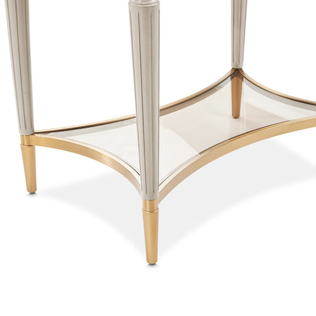 Michael Amini St. Charles Dove Gray End Table Solid and Manufactured Wood Poplar Solids Construction | Dove Gray Finish - sold by Home Elegance USA
