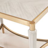 Michael Amini St. Charles Dove Gray End Table Solid and Manufactured Wood Poplar Solids Construction | Dove Gray Finish - sold by Home Elegance USA
