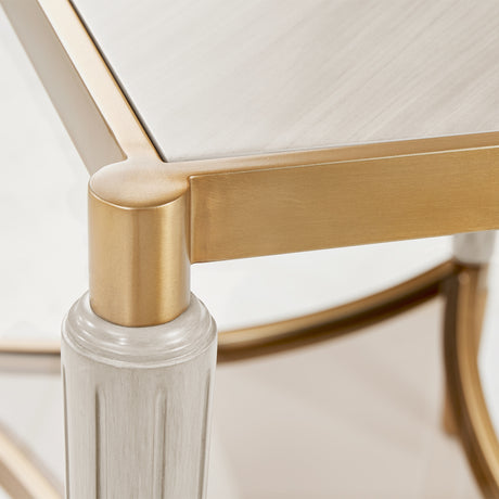 Michael Amini St. Charles Dove Gray End Table Solid and Manufactured Wood Poplar Solids Construction | Dove Gray Finish - sold by Home Elegance USA