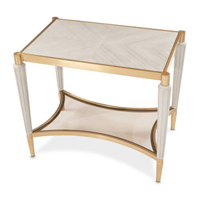 Michael Amini St. Charles Dove Gray End Table Solid and Manufactured Wood Poplar Solids Construction | Dove Gray Finish - sold by Home Elegance USA