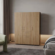FM FURNITURE Alamo Lake Armoire Multi-storage with one Drawer, Natural Oak - sold by Home Elegance USA