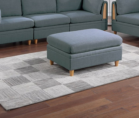 Contemporary Living Room Furniture 7pc Sectional Sofa Set Steel Dorris Fabric Couch 4x Wedges 2x Armless Chair And 1x Ottomans - sold by Home Elegance USA