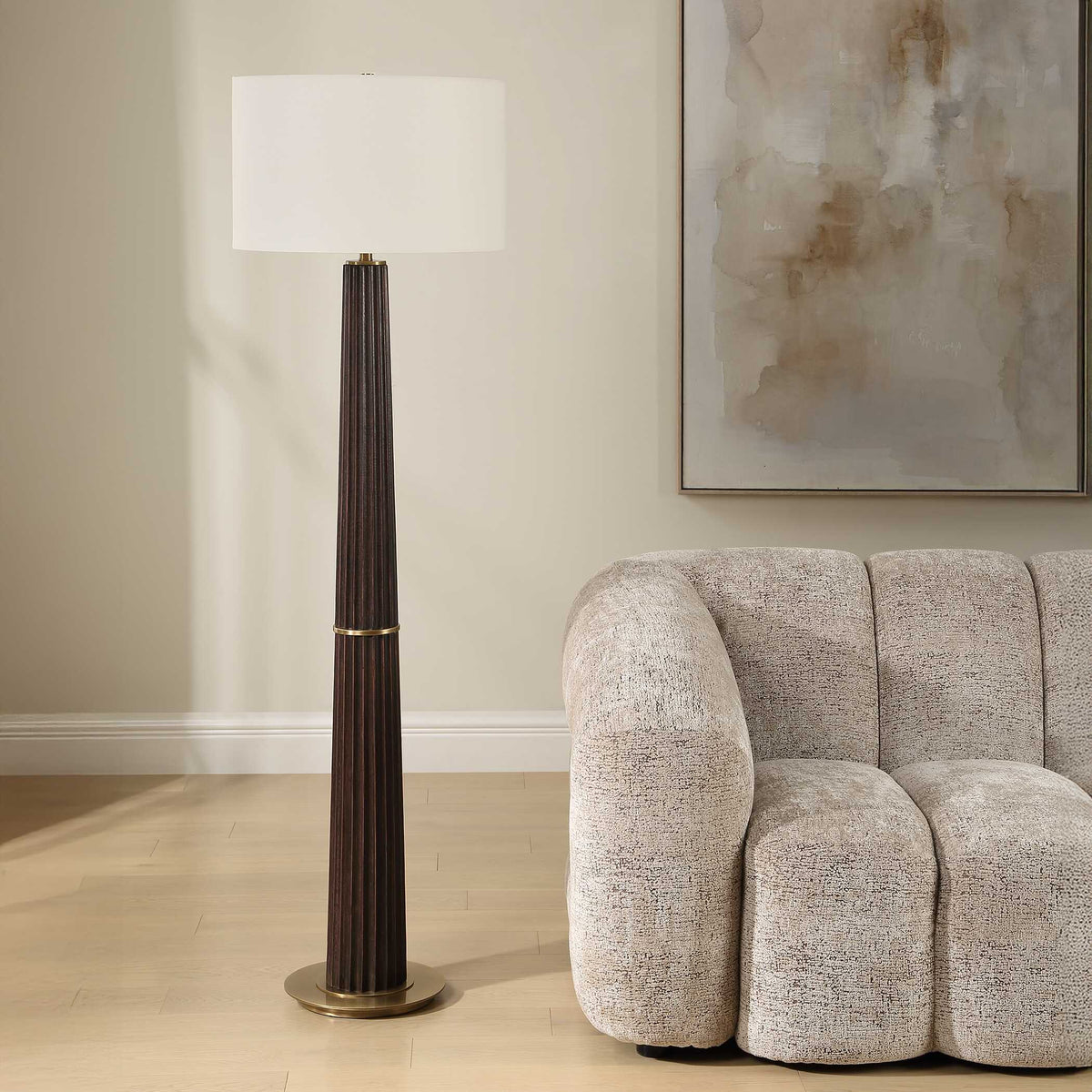 Forage Floor Lamp Dark Oak - Dark Brown / Gold by Uttermost - View 3