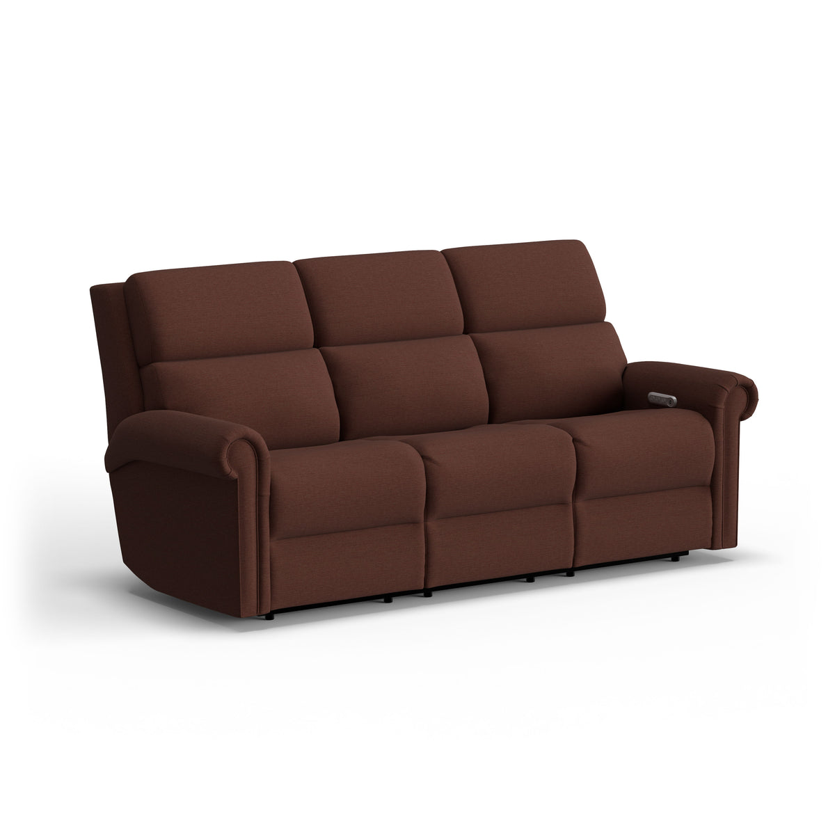 Bernard Power Reclining Fabric Sofa With Console, Power Headrest, & Lumbar | Flexsteel