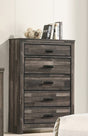 1pc Rustic Contemporary Brown Finish Five Storage Drawers Wooden Bedroom Furniture