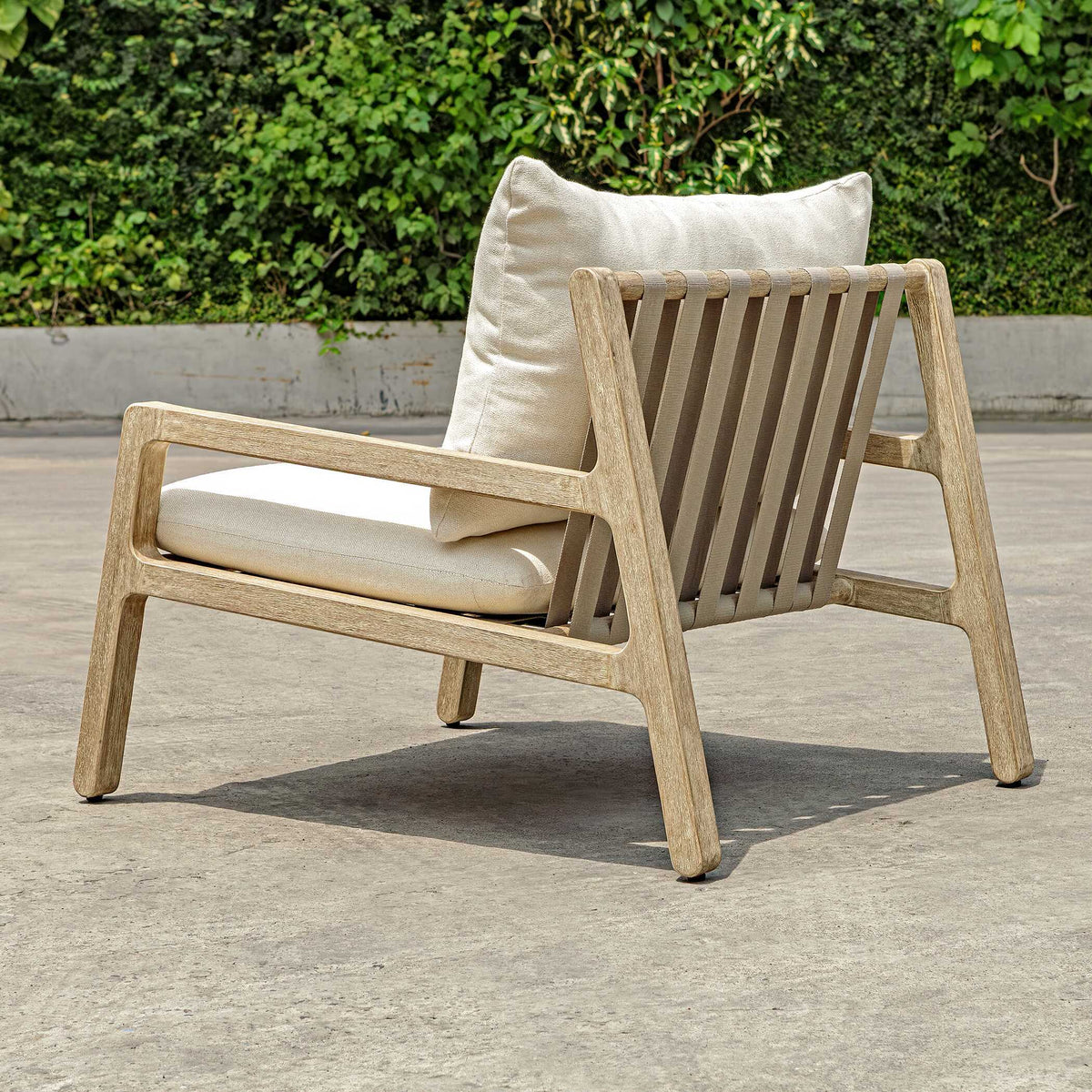 Strapped Outdoor Lounge Chair - Light Brown / Light Gray by Uttermost - View 5