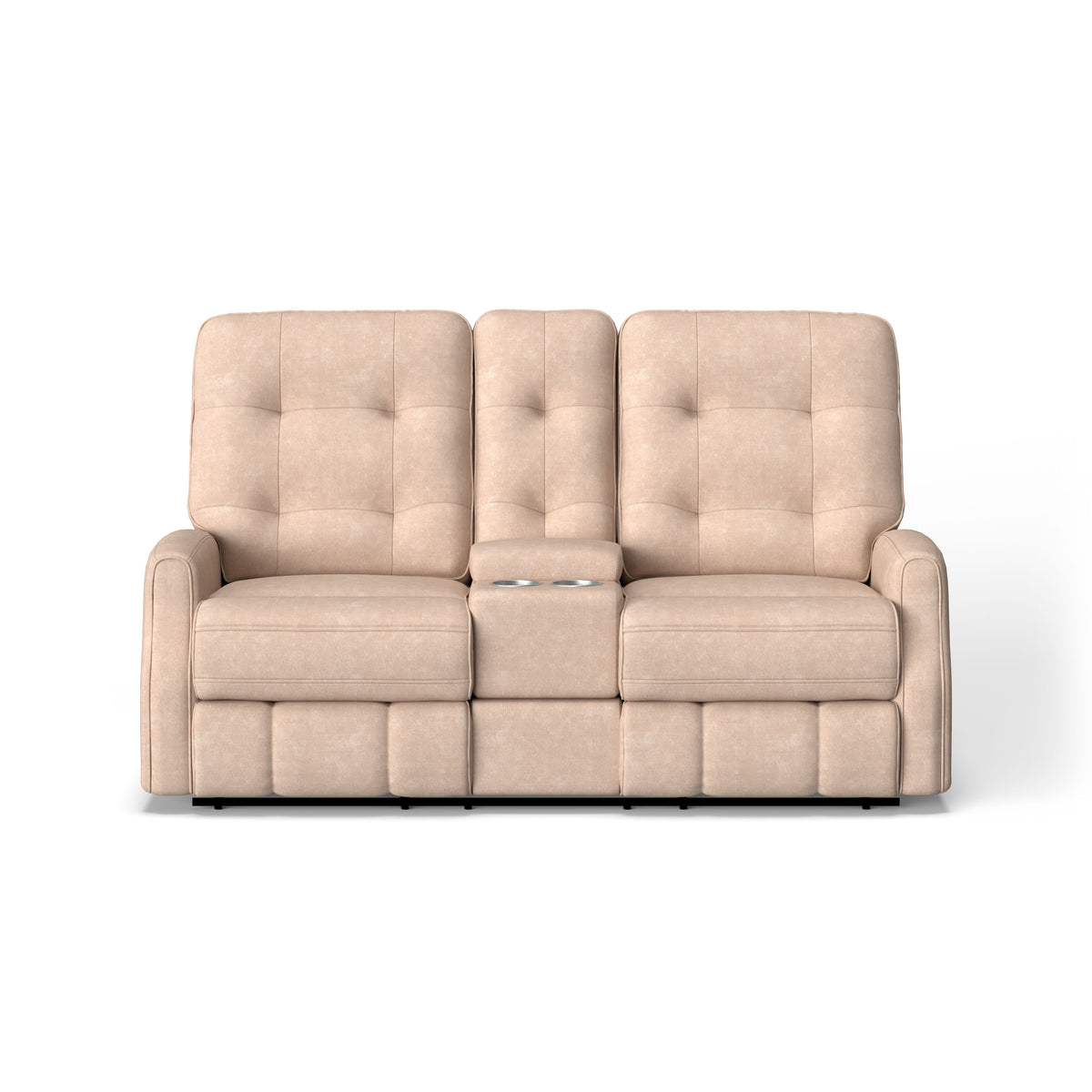 Devon Transitional Fabric Power Reclining Loveseat With Console & Power Headrests | Flexsteel